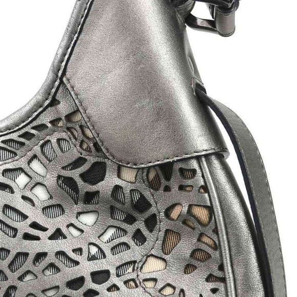 Auth BURBERRY Shoulder Bag Metallic Gray/Beige Leather/Canvas - e59932a - Picture 12 of 16